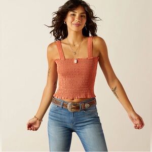 Abercrombie & Fitch Smocked pink Crop Top